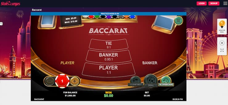 A screenshot of an online game at Slots of Vegas, one of the top baccarat sites USA players can access.